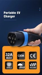 EVwallbox 22 Kw Taşınabilir 5mt Tip2 Kablo+WİFİ+Bluetooth+Mobil Uygulama - Görsel 4