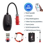 EVwallbox 22KW V3 Türkçe Mobil Uygulama 5 Yıl Garanti, (Tekli Kombinasyon Panosu, 5 MT Tip2 Araç Şarj Kablosu,Taşıma Çantası ve 220V Dönüştürücü Adaptör)