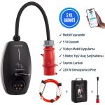 EVwallbox 22KW V3 Türkçe Mobil Uygulama 5 Yıl Garanti, (5 Metre Tip2 Araç Şarj Kablosu, Taşıma Çantası ve 220V Dönüştürücü Piriz)
