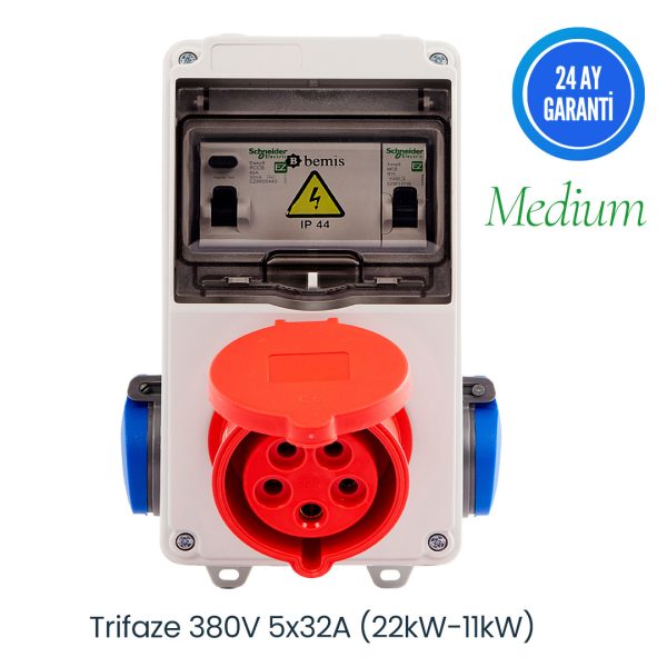 Tekli Montajlı Kombinasyon Kutusu 5x40A ve 1x16A Priz ve Sigortaları içerisinde